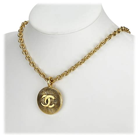 chanel necklace womens gold locket|chanel gold necklace vintage.